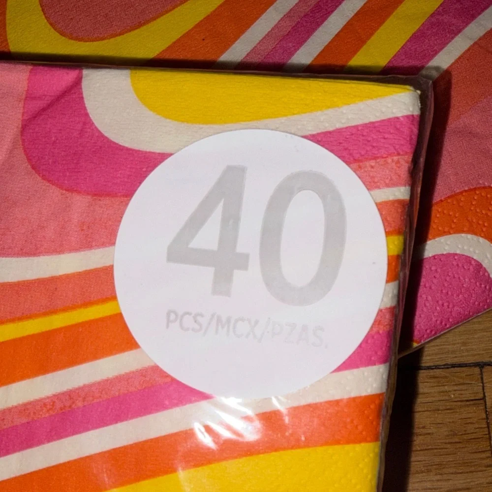 Retro Swirl Party Napkins - Pink, Orange, Yellow & Cream (2 PK Bundle)